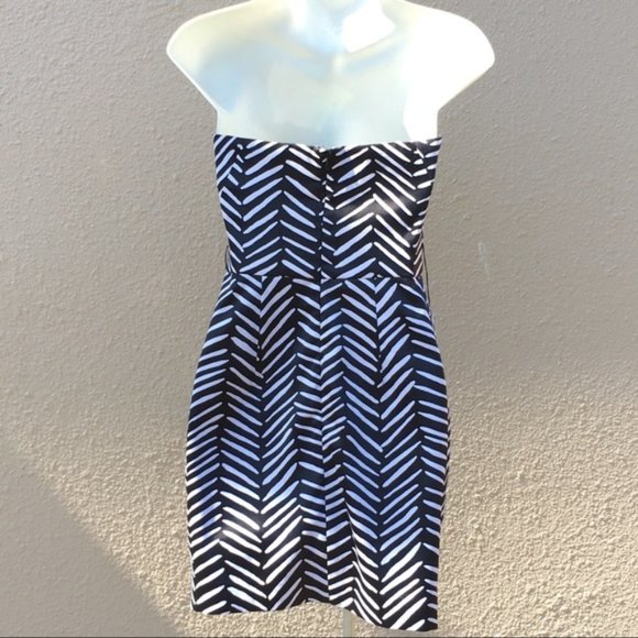 BCBGeneration Black and White  Patterned Chevron Strapless Dress - Picture 2 of 4